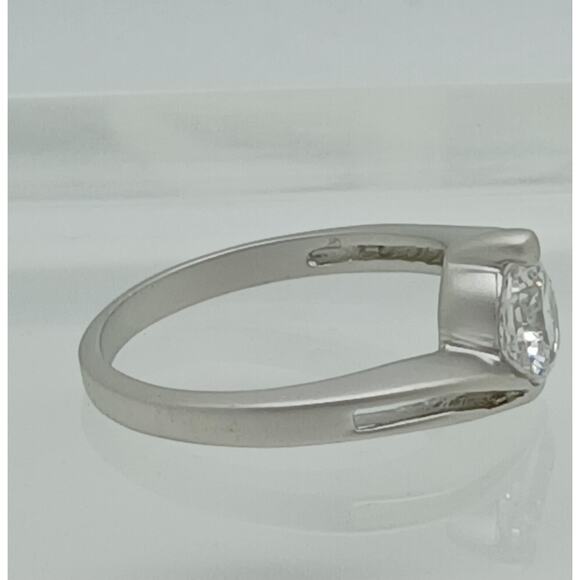 1.5CT Vintage White Gold EP Band Satin Brushed Finish Solitaire Ring Size 9 - Picture 6 of 8